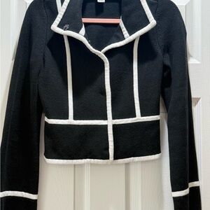 White House Black Market Black Blazer with White Trim